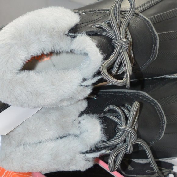 JSport Women's Mary Black Faux Fur Trim Waterproof Duck Boots - Picture 6 of 6